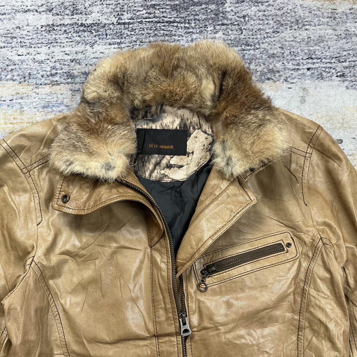 Issey Miyake Tete Homme fur collar rider leather jacket Size US S / EU 44-46 / 1 - 6 Thumbnail