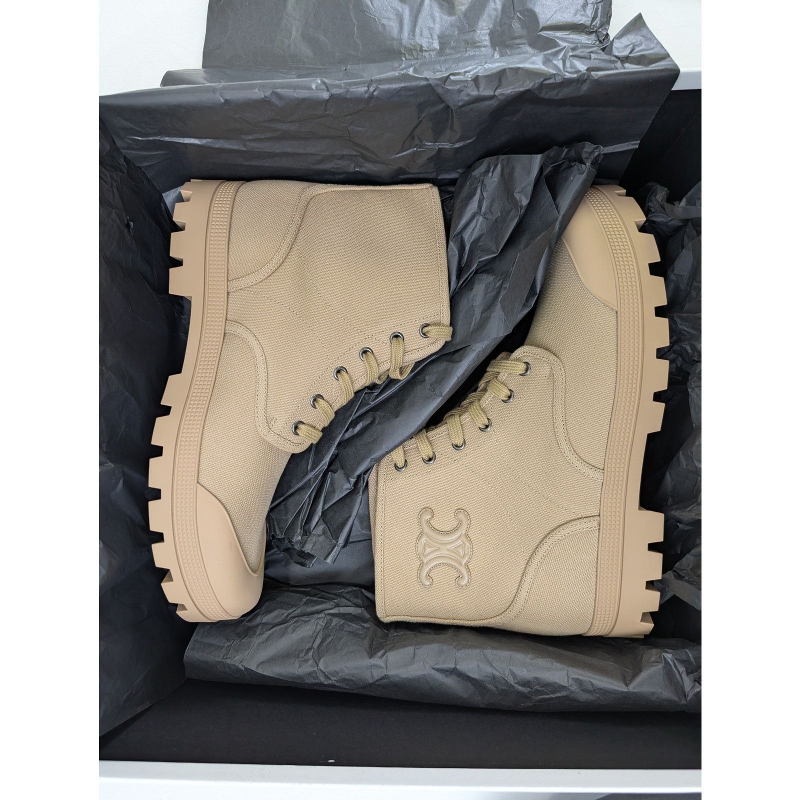 Celine o1rshd1 Patapans Lace-up Boots in Beige Size US 10 / EU 43 - 13 Thumbnail