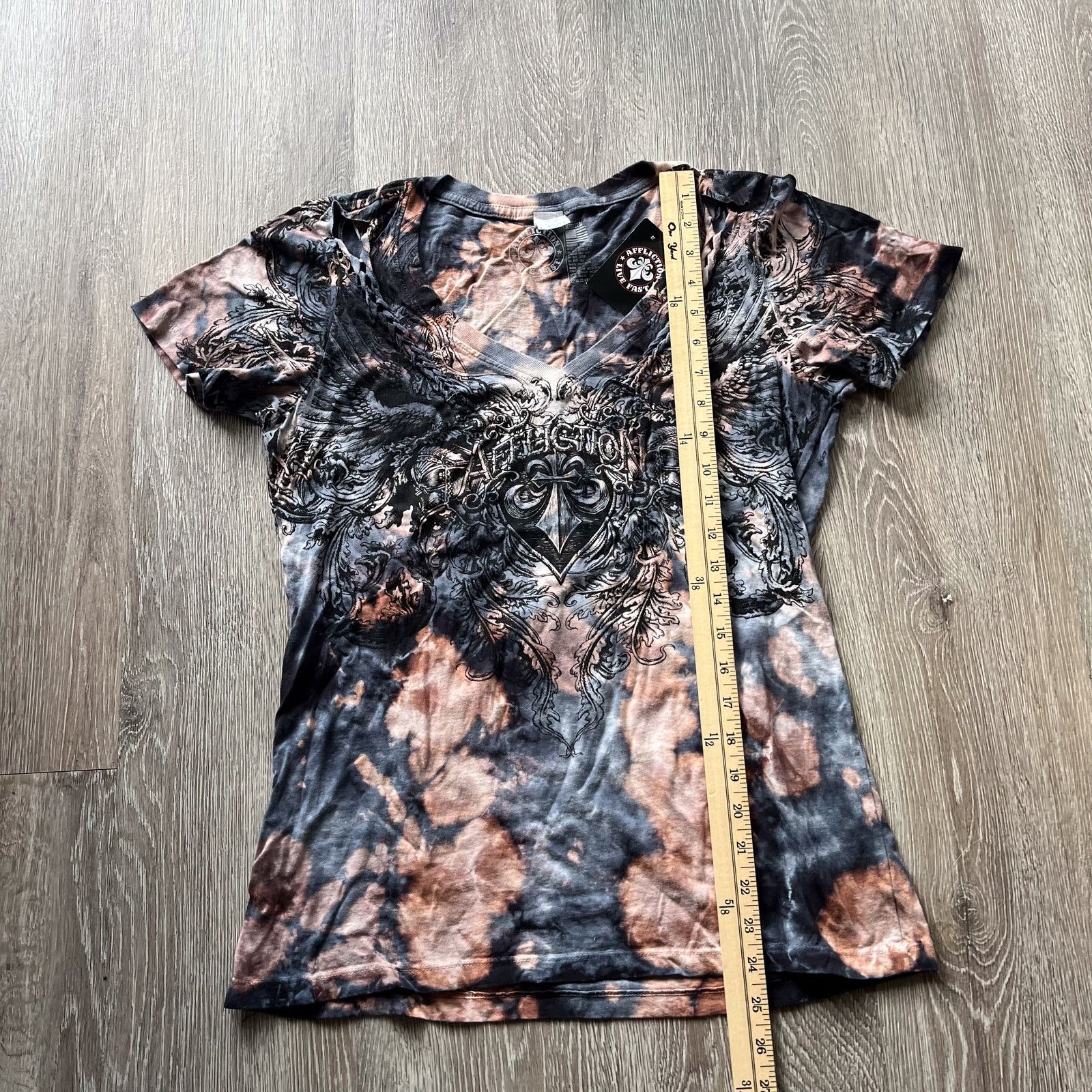 Affliction NWT AFFLICITION Live Fast Wmns Bleach Distressed Braid AOP Size M / US 6-8 / IT 42-44 - 11 Thumbnail