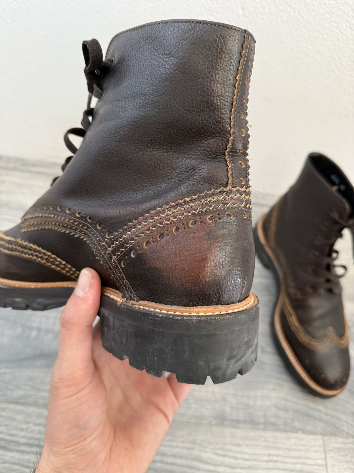Givenchy Brown Brogue Combat Boots with Lug Sole Size US 7 / EU 40 - 13 Thumbnail