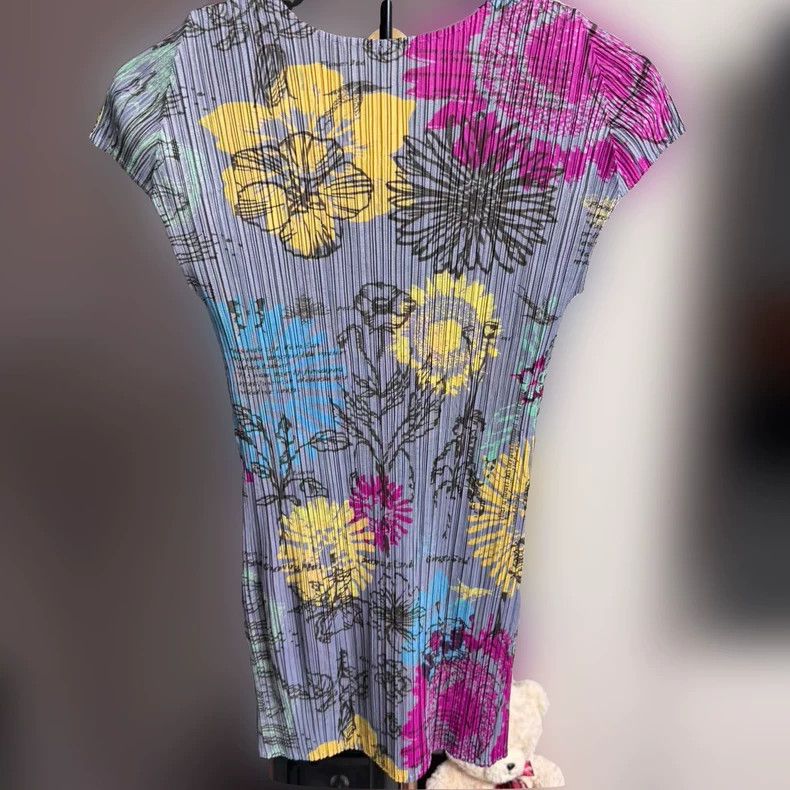 Issey Miyake Issey Miyake size:3 Flower graffiti pleated long jacket Size S / US 4 / IT 40 - 2 Thumbnail