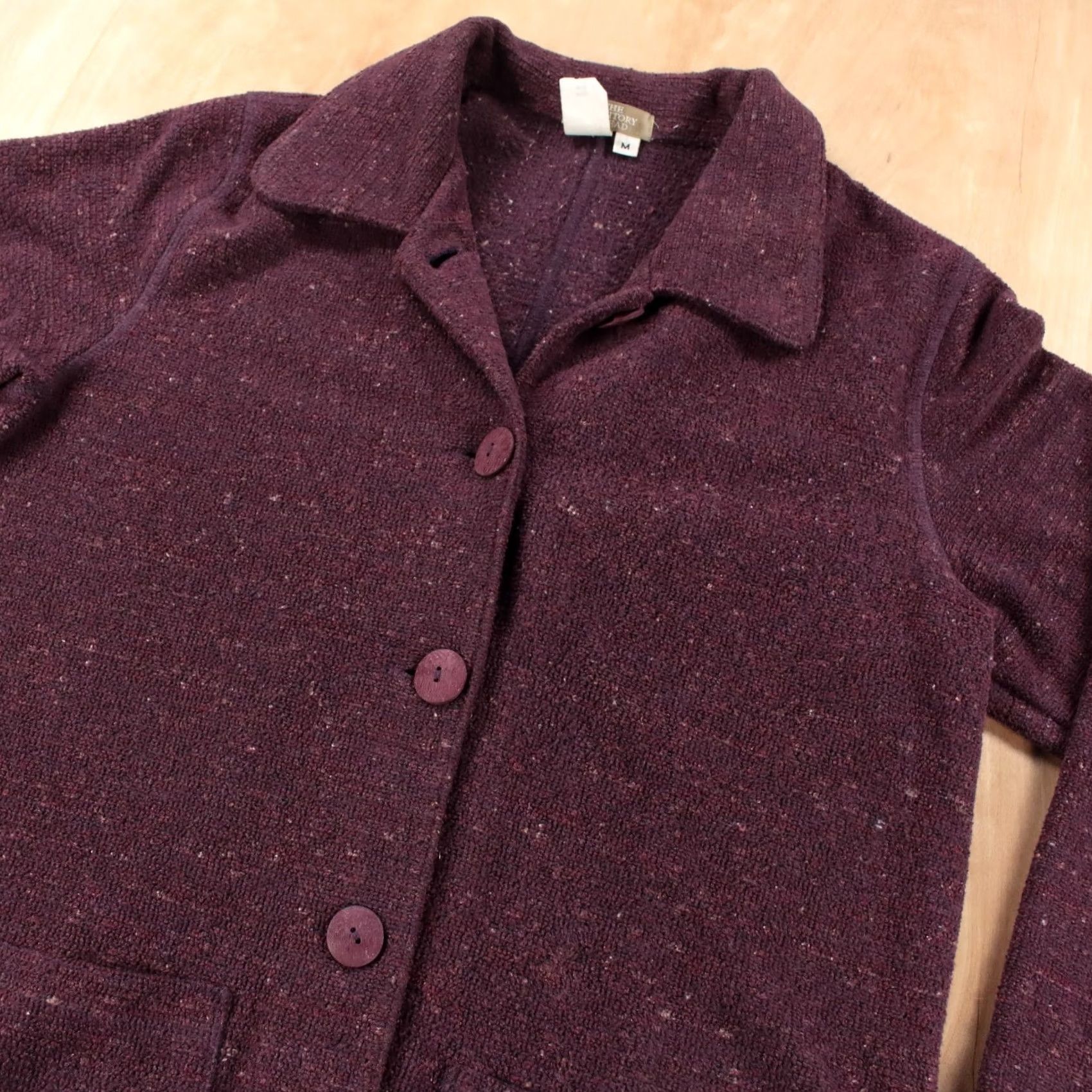 The Territory Ahead VTG Territory Ahead Coatigan Coat Terry Cloth Purple MEDIUM Womens 90s Chore Overcoat Jacket with Front Pockets Size M / US 6-8 / IT 42-44 - 2 Thumbnail