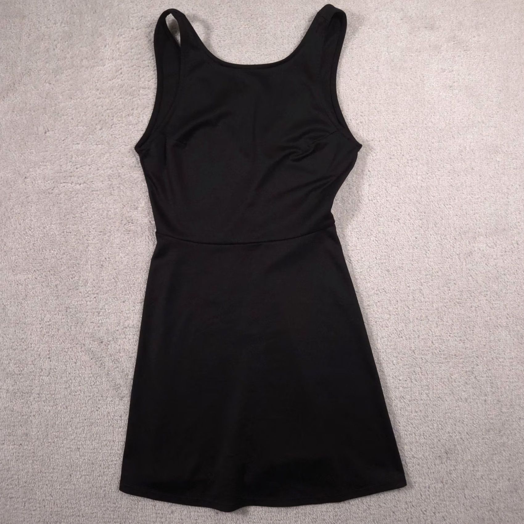 H&M Divided by H&M Black Solid Fit & Flare Strappy Sleeveless Short Dress Womens 8 Size 30" / US 8 / IT 44 - 2 Thumbnail