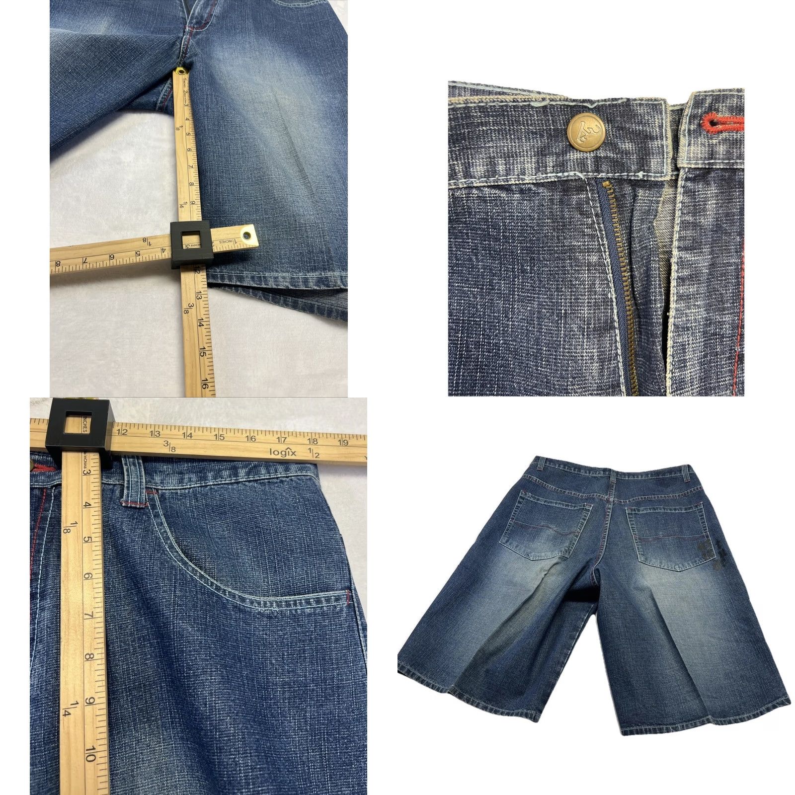 Vintage VINTAGE Attitude Y2K Baggy Denim Shorts Mens 38 Jorts Embroidered Hip Hop Streetwear Casual Distressed Cargo Pockets Size US 38 / EU 54 - 8 Thumbnail