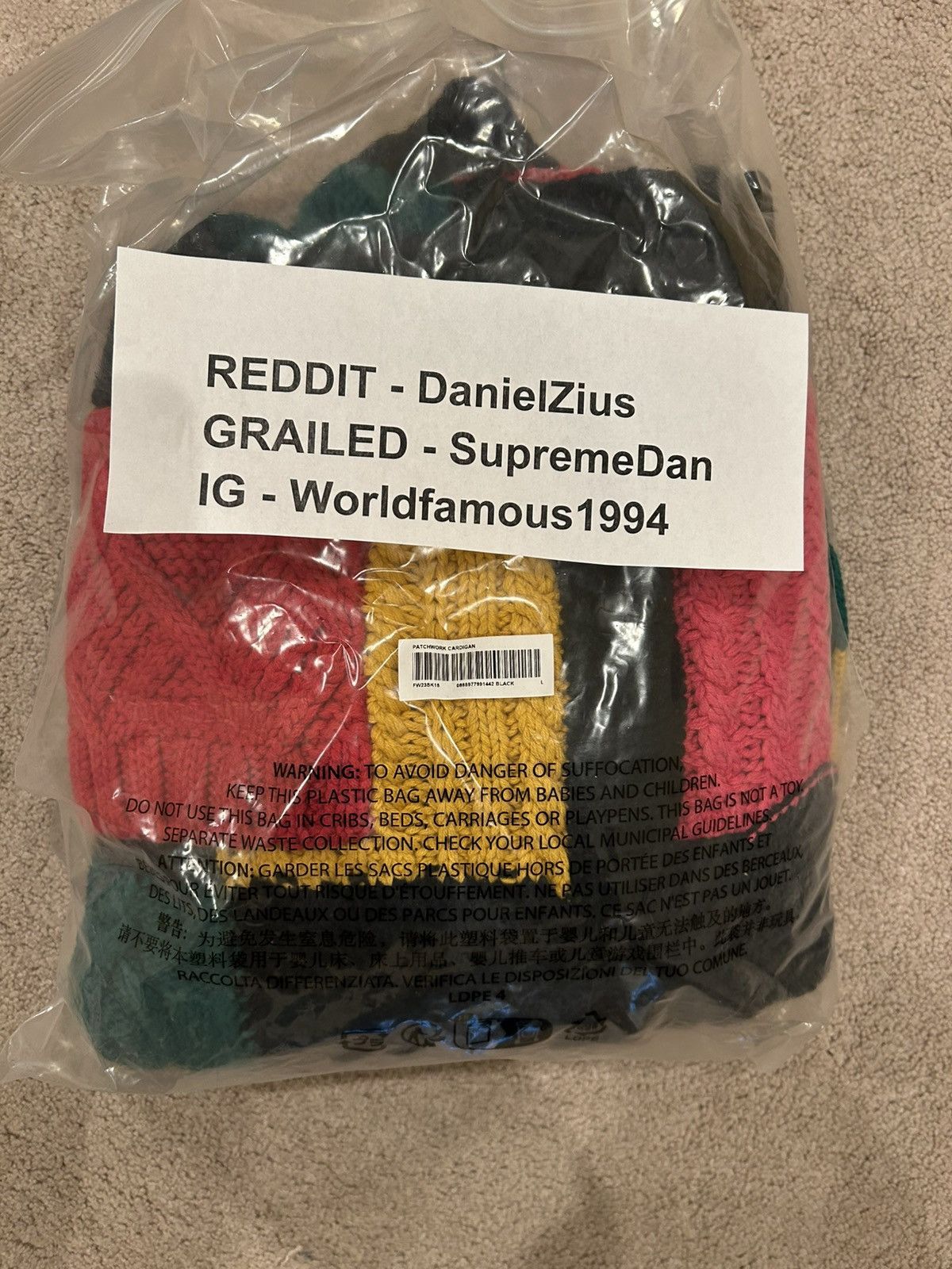 Supreme Patchwork Cable Knit Cardigan 'Black'