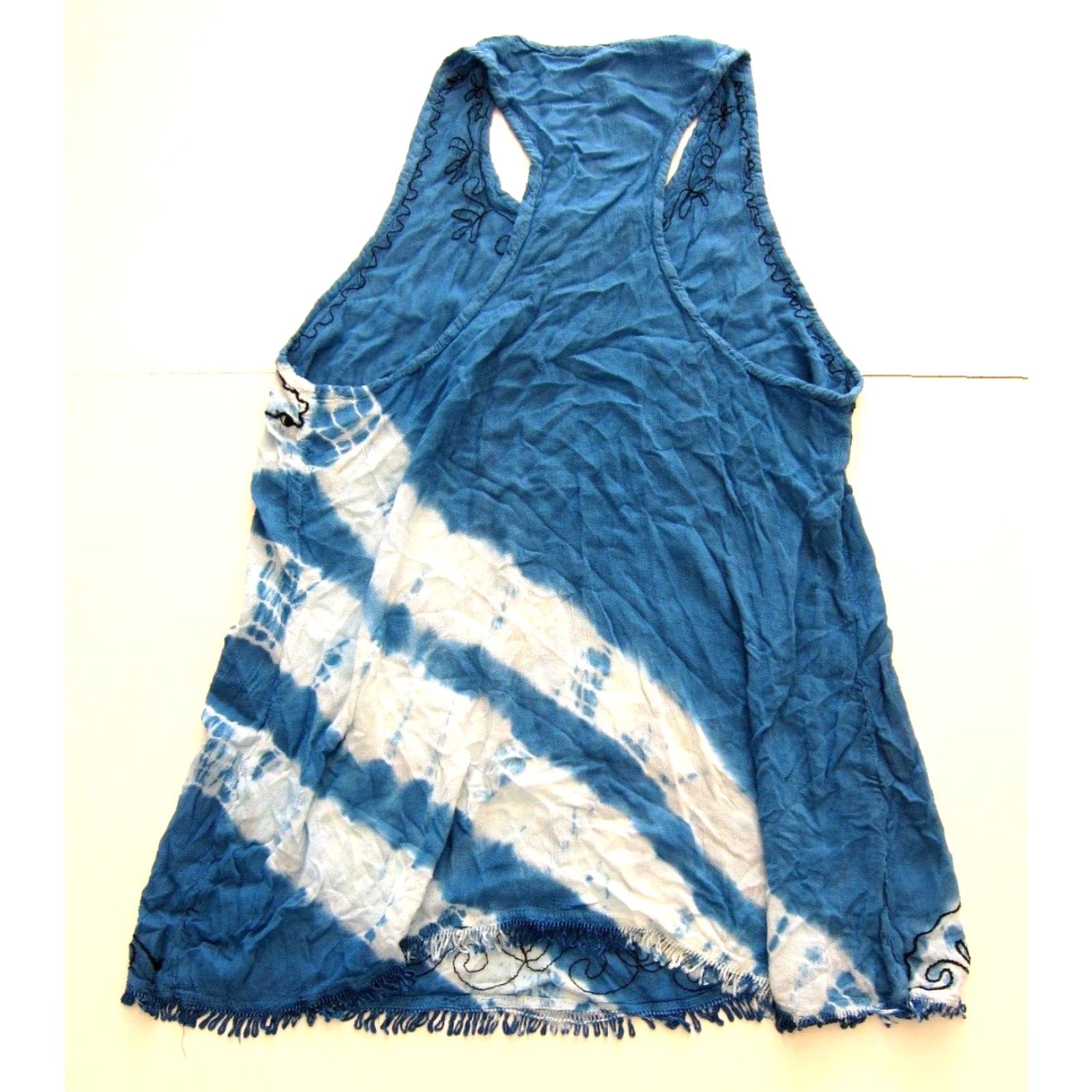 Sunflower VINTAGE Sunflower Tank Dress Sunflower 100% Crinkle Rayon Blue White Tie Dye Embroidered Sun Dress M-L Size M / US 6-8 / IT 42-44 - 2 Thumbnail