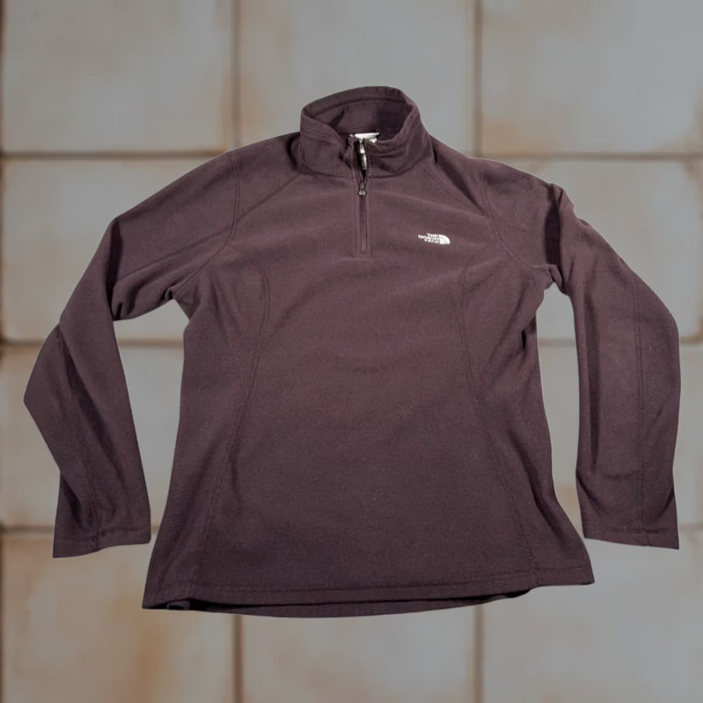 The North Face The North Face Sweater Womens LARGE Red Fleece Pullover 1/4 Zip Outdoor Raglan Sleeve Mock Neck Pocket Logo Size L / US 10 / IT 46 - 1 Thumbnail