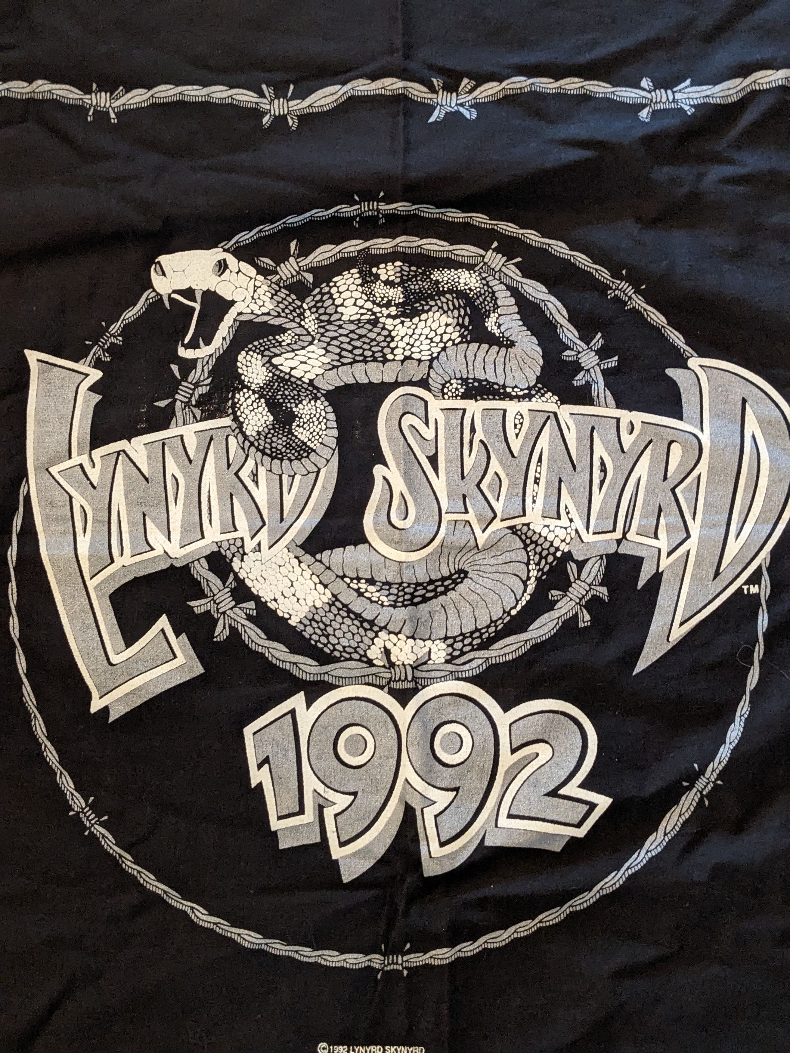 Other Vintage 1992 Lynyrd Skynrd Band Black Bandana Size ONE SIZE - 2 Thumbnail
