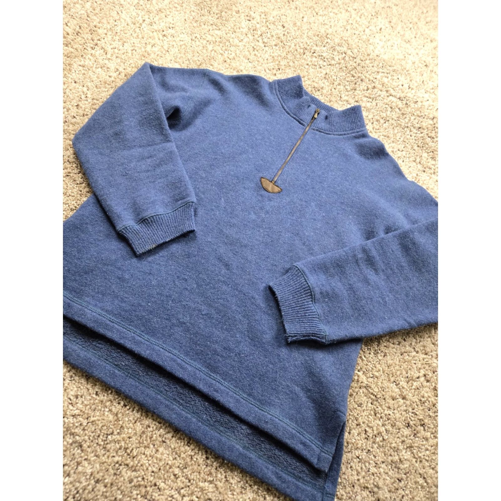 Vintage VINTAGE L.L.Bean Sweater Womens Small Blue Half Zip Pullover Wool Blend 90s Size S / US 4 / IT 40 - 2 Thumbnail