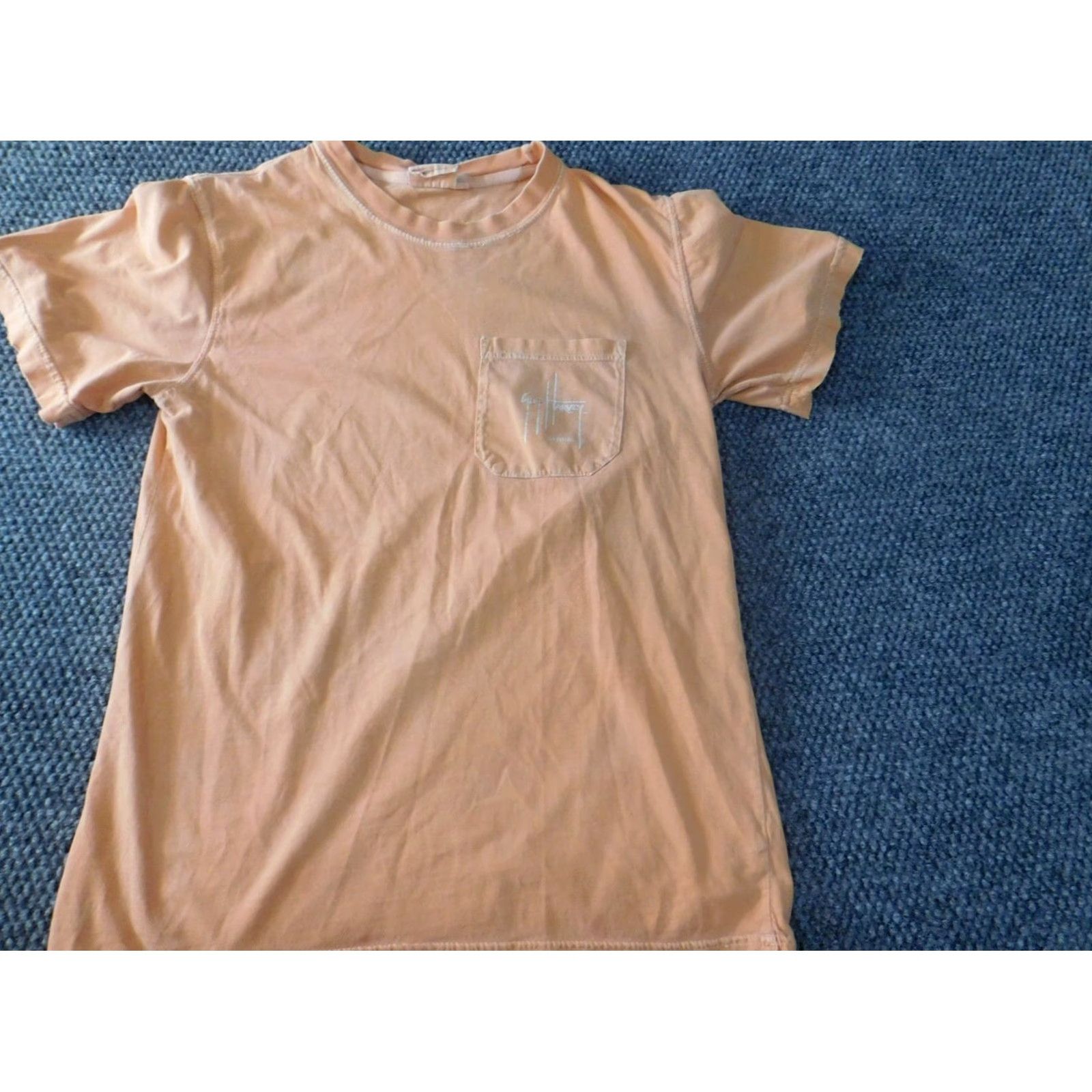 Guy Harvey Guy Harvey Mens Shirt Small Peach logo fish Classic fit Beach Short Sleeve Crew Neck Cotton T-Shirt Orange logo Mens S Regular Beach 90s? Size US S / EU 44-46 / 1 - 2 Thumbnail
