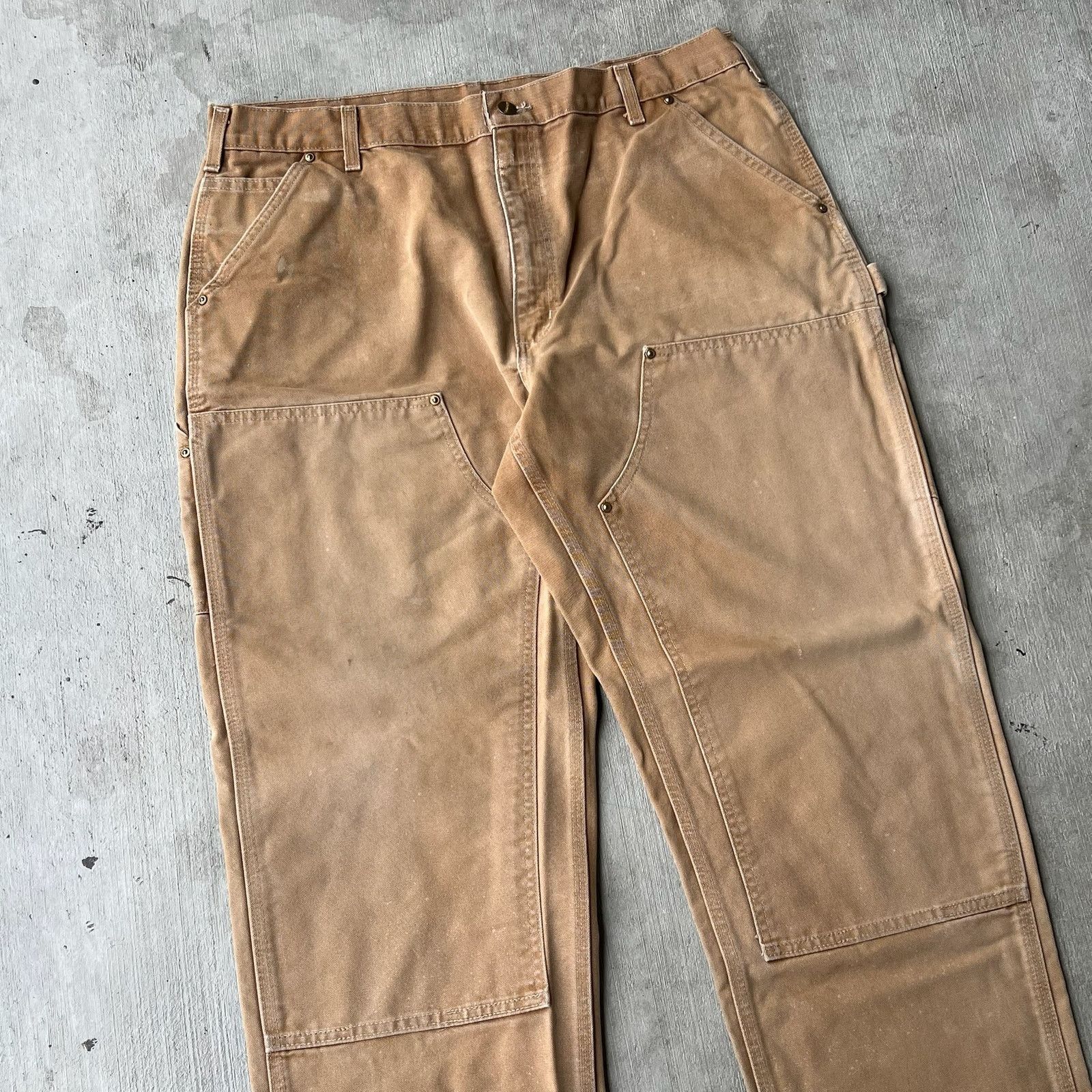 Carhartt × Vintage Carhartt faded brown double knee work wear carpenter pants Size US 37 - 2 Thumbnail