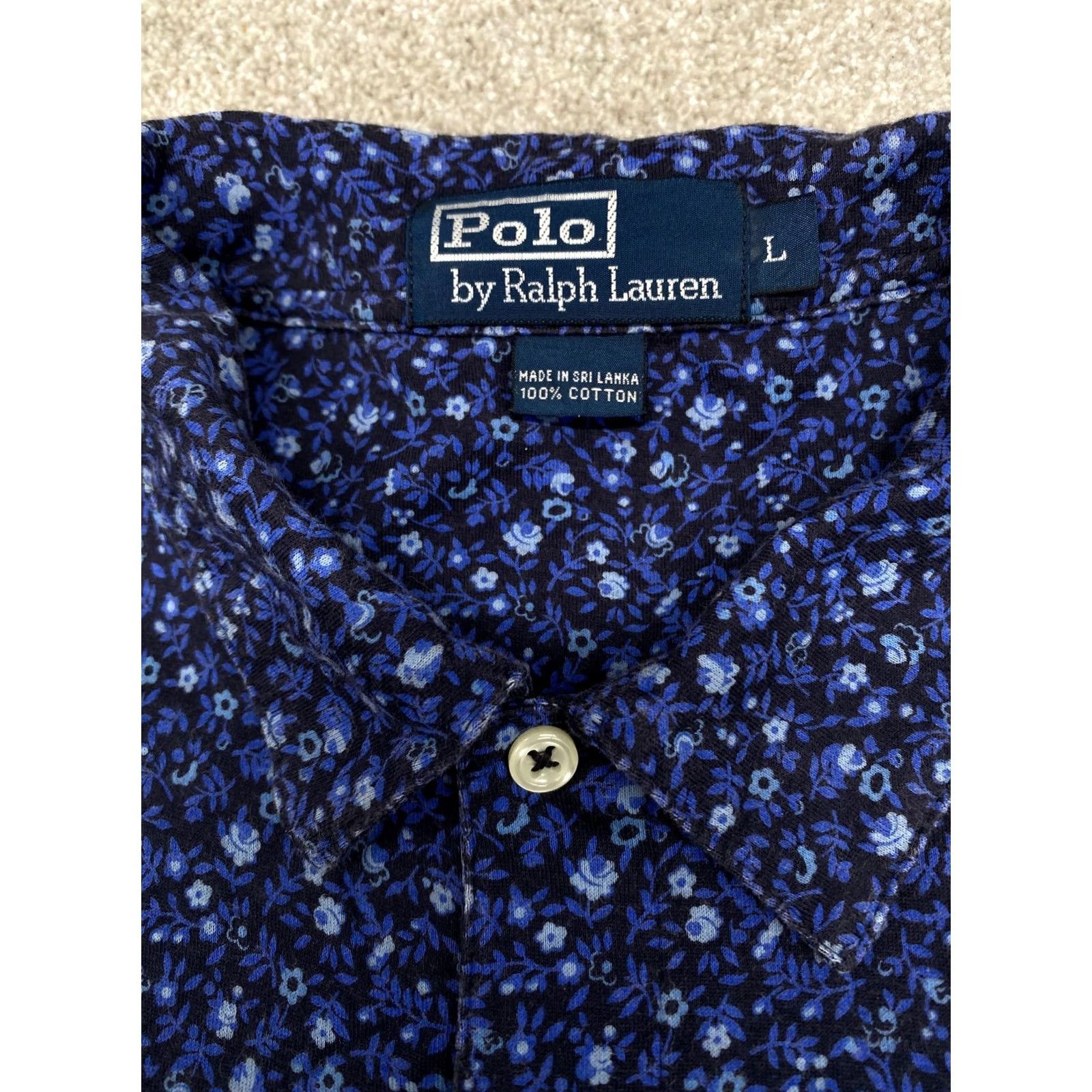 Ralph Lauren Polo Shirt Polo by Ralph Lauren Polo Shirt Men Large Short Sleeve Blue Floral Cotton 6636 Size US L / EU 52-54 / 3 - 2 Thumbnail