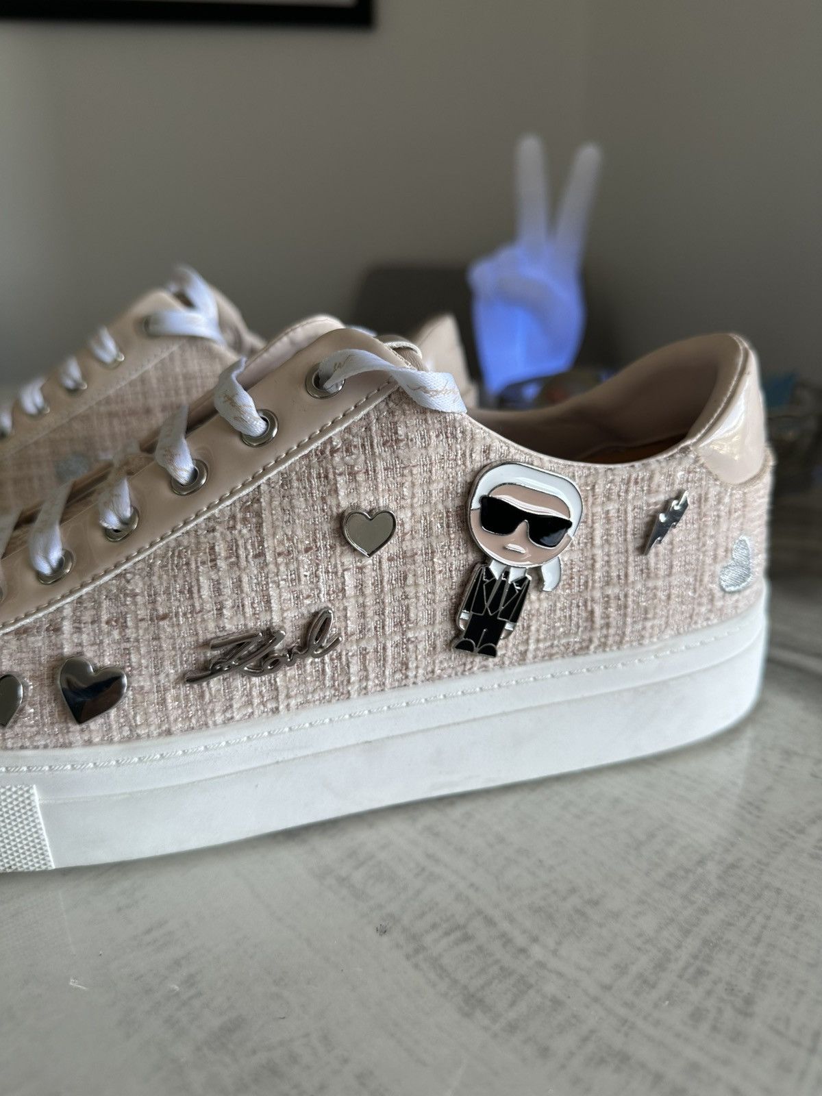 Karl Lagerfeld Karl Lagerfeld Paris Cate Pin Blush Beige Sneakers Size US 10 / IT 40 - 2 Thumbnail