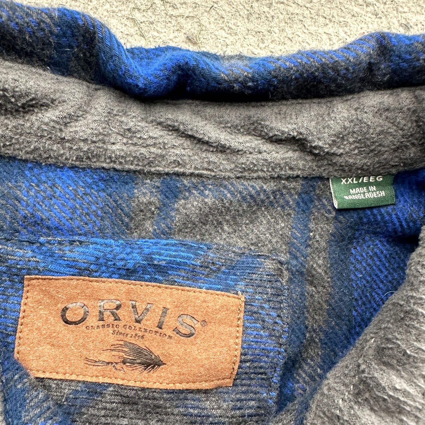 Orvis Orvis Big Bear Heavyweight Flannel Shirt Mens 2XL Blue Plaid Long Sleeve Gray Shirt Size US XXL / EU 58 / 5 - 3 Thumbnail