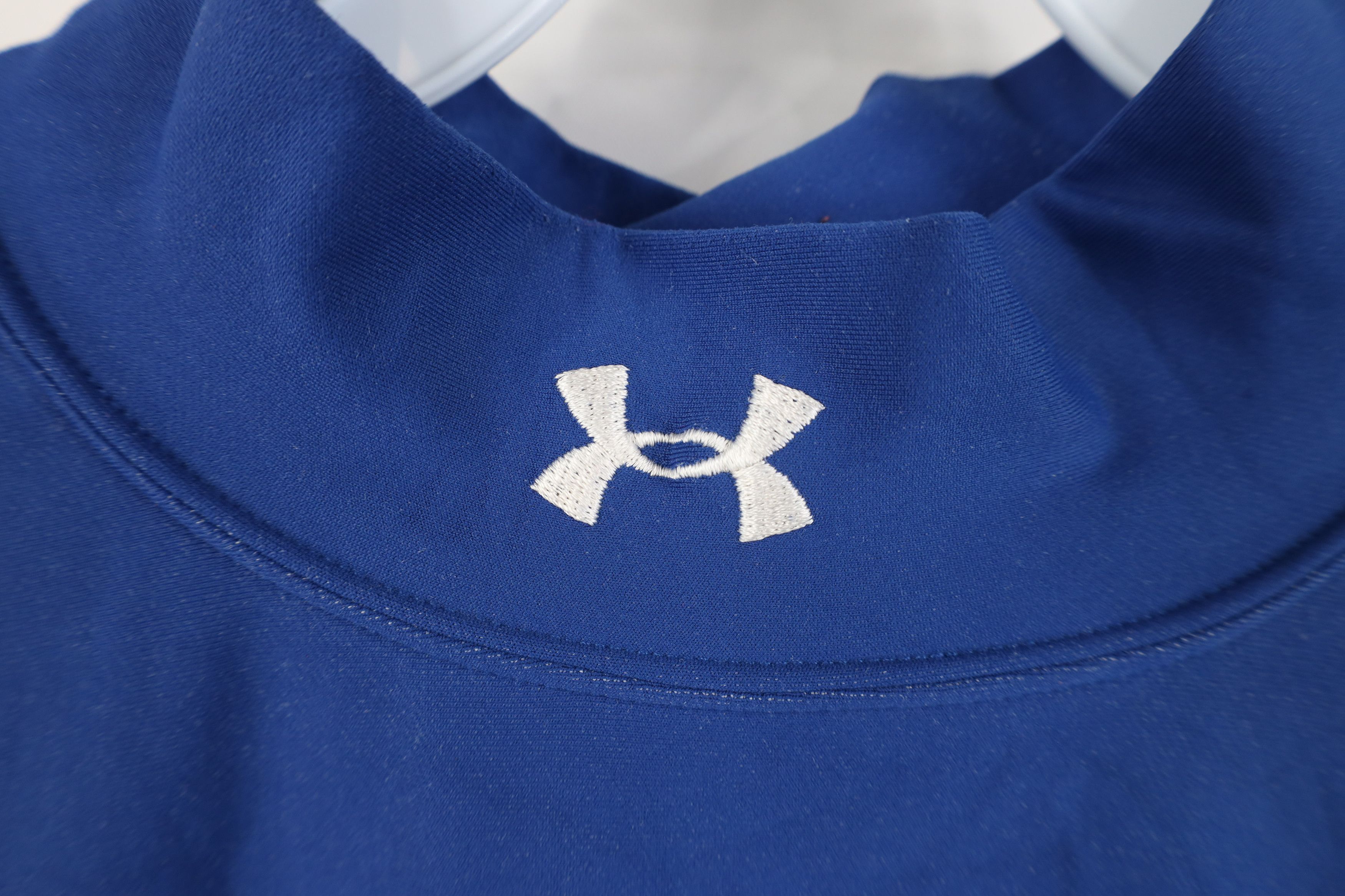Under Armour Vintage Under Armour Mock Neck Long Sleeve T-Shirt Blue Size US XL / EU 56 / 4 - 4 Thumbnail