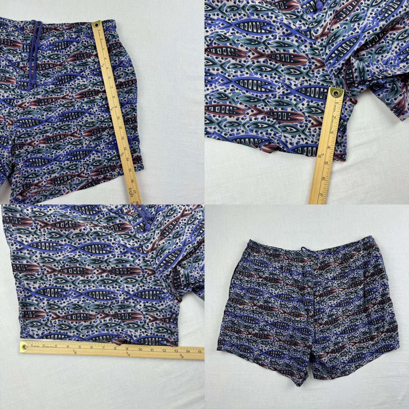 Vintage VINTAGE Ocean Bleu Swim Trunks Adult XL Blue Fish Print Trunks 90s Mens Swim Bottom Ocean Bleu Blue 90s Mens Size US 36 / EU 52 - 8 Thumbnail