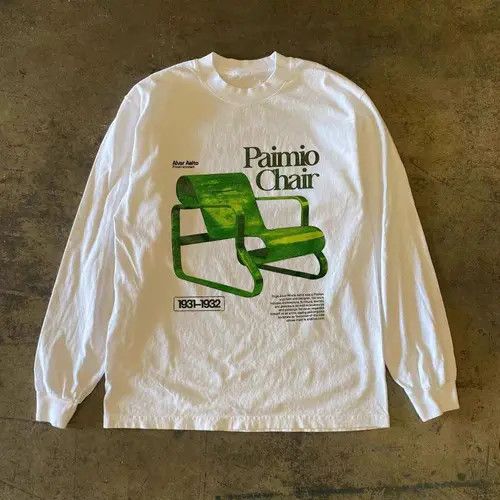 Japanese Brand × Vintage White casual retro chair print long sleeve tee Size US L / EU 52-54 / 3 - 1 Thumbnail
