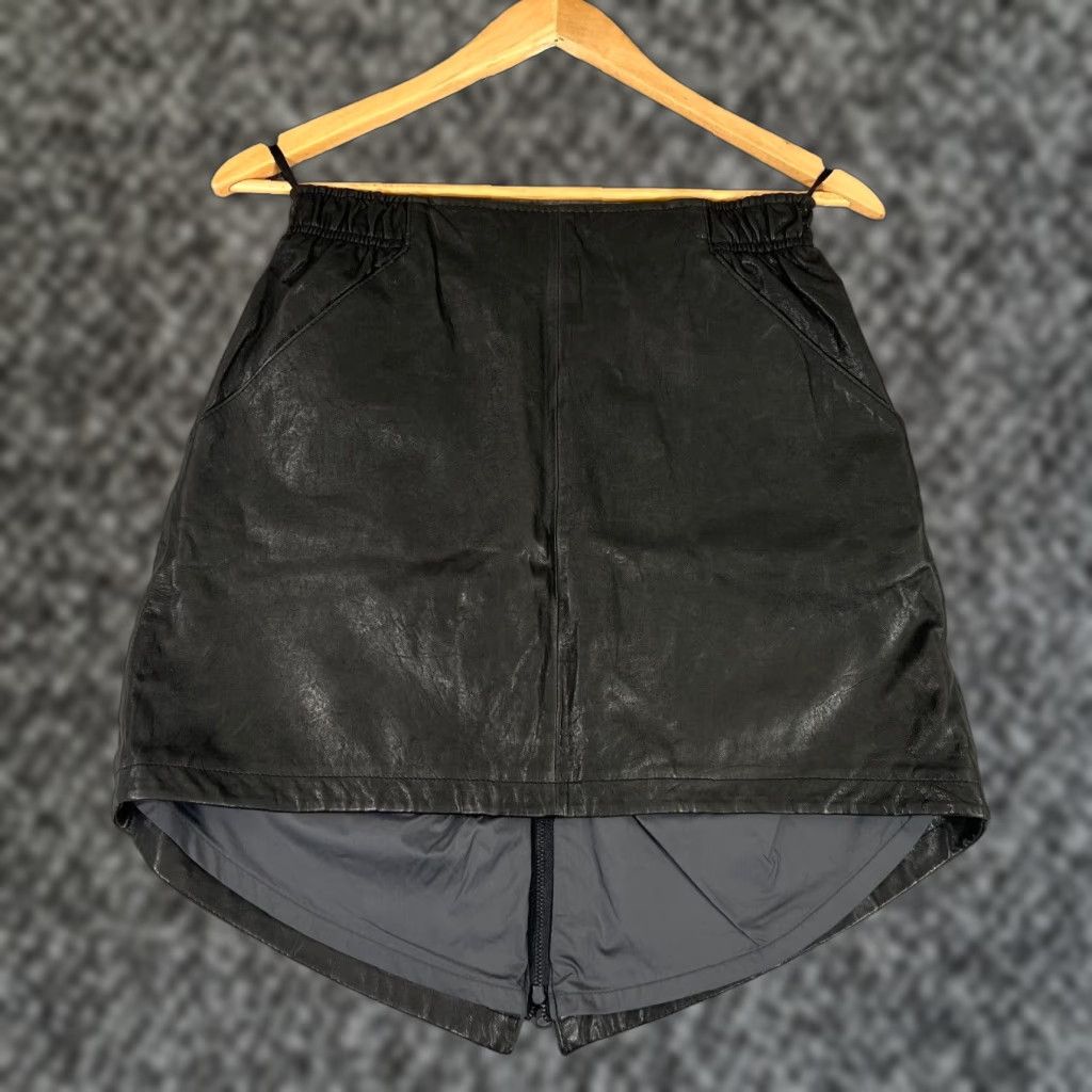 Nike NIKE 100% Lamb Leather High Low Zipper Skirt Women's Medium Black Party/Cocktail Size 32" / US 10 / IT 46 - 1 Thumbnail