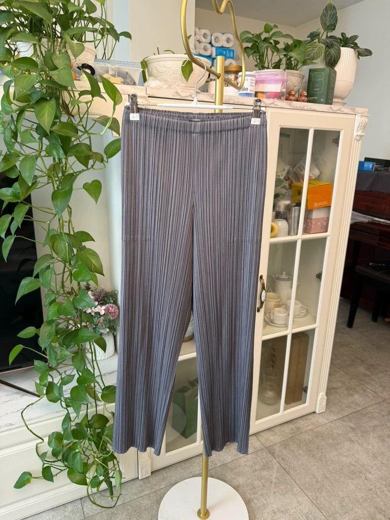 Issey Miyake Issey Miyake size:2 Grey pleated trousers Size 31" - 1 Thumbnail
