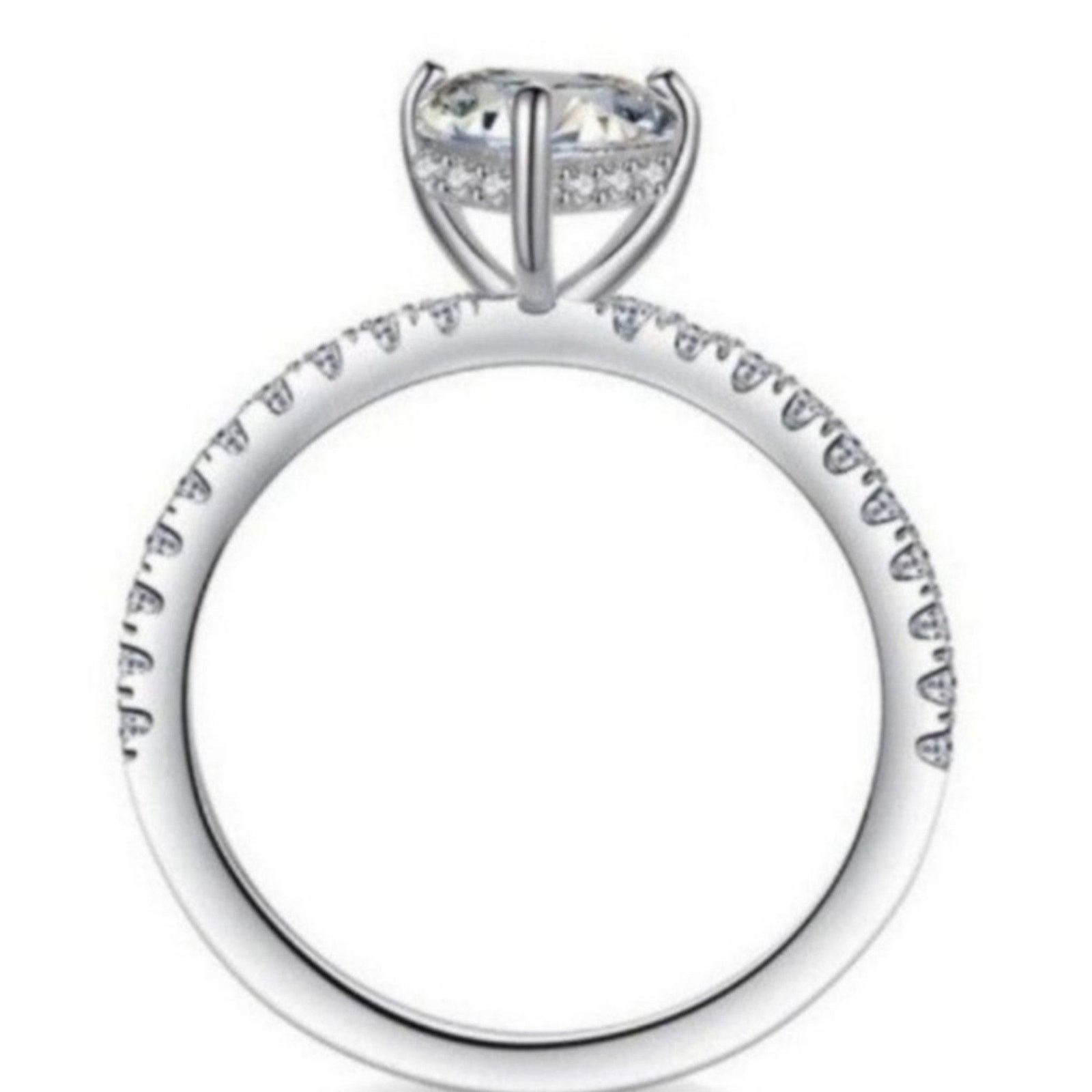 Other Moissanite Heart Ring Hidden Halo CZ Sterling Silver 6 NWT Size ONE SIZE - 11 Thumbnail