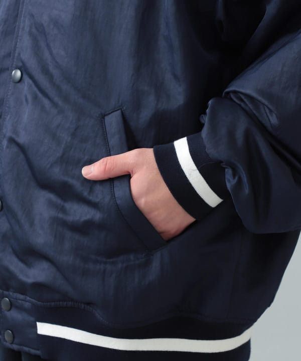 Beams Plus Beams Nylon Satin Award Jacket Navy Size US L / EU 52-54 / 3 - 23 Thumbnail