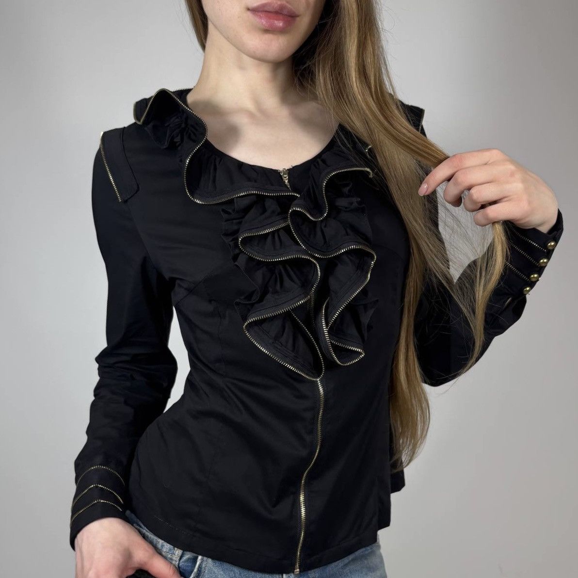 Japanese Brand Vintage Y2K Japanese Zip Asymmetrical Style Blouses Shirt Size M / US 6-8 / IT 42-44 - 2 Thumbnail