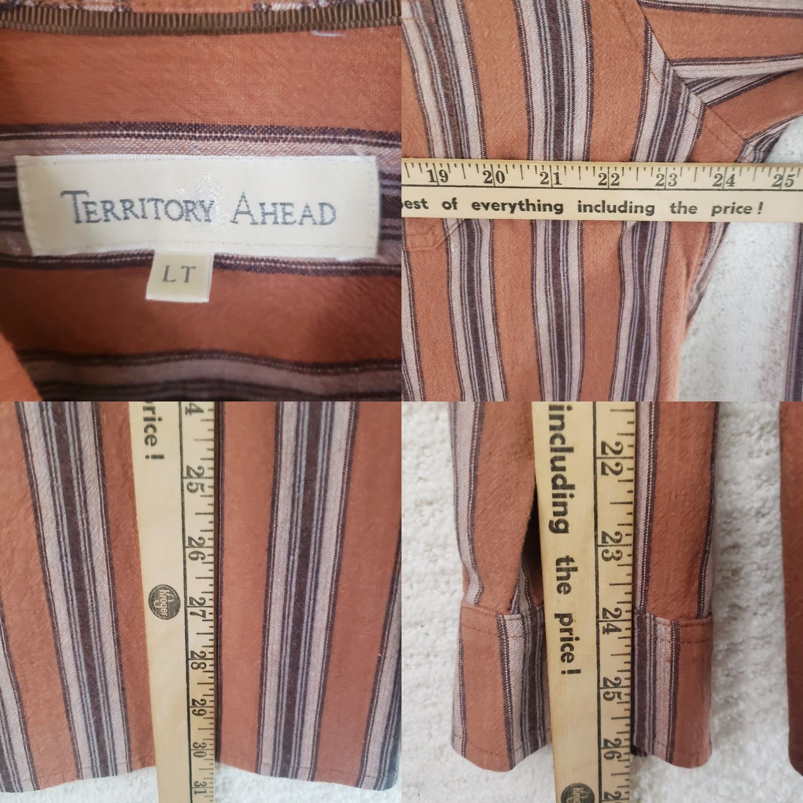 The Territory Ahead Territory Ahead Shirt Men's LT Brown Stripe 1/2 Button Pullover LS Western Look Size US L / EU 52-54 / 3 - 9 Thumbnail