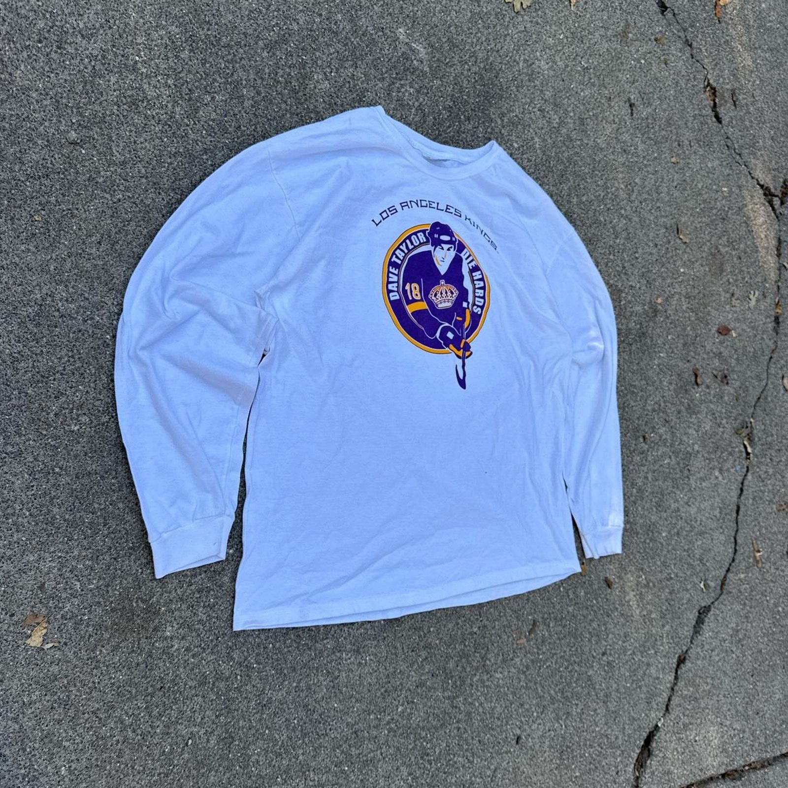Hanes Vintage LA Kings Dave Taylor White Long Sleeve Shirt Size XL Size US XL / EU 56 / 4 - 2 Thumbnail