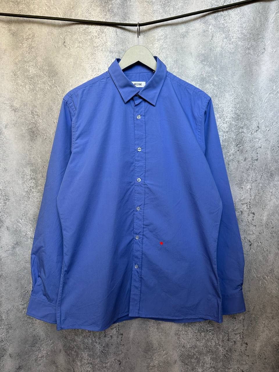 Moschino Moschino Blue Cotton Long-Sleeve Shirt Red Heart Embroidery Size US L / EU 52-54 / 3 - 1 Thumbnail