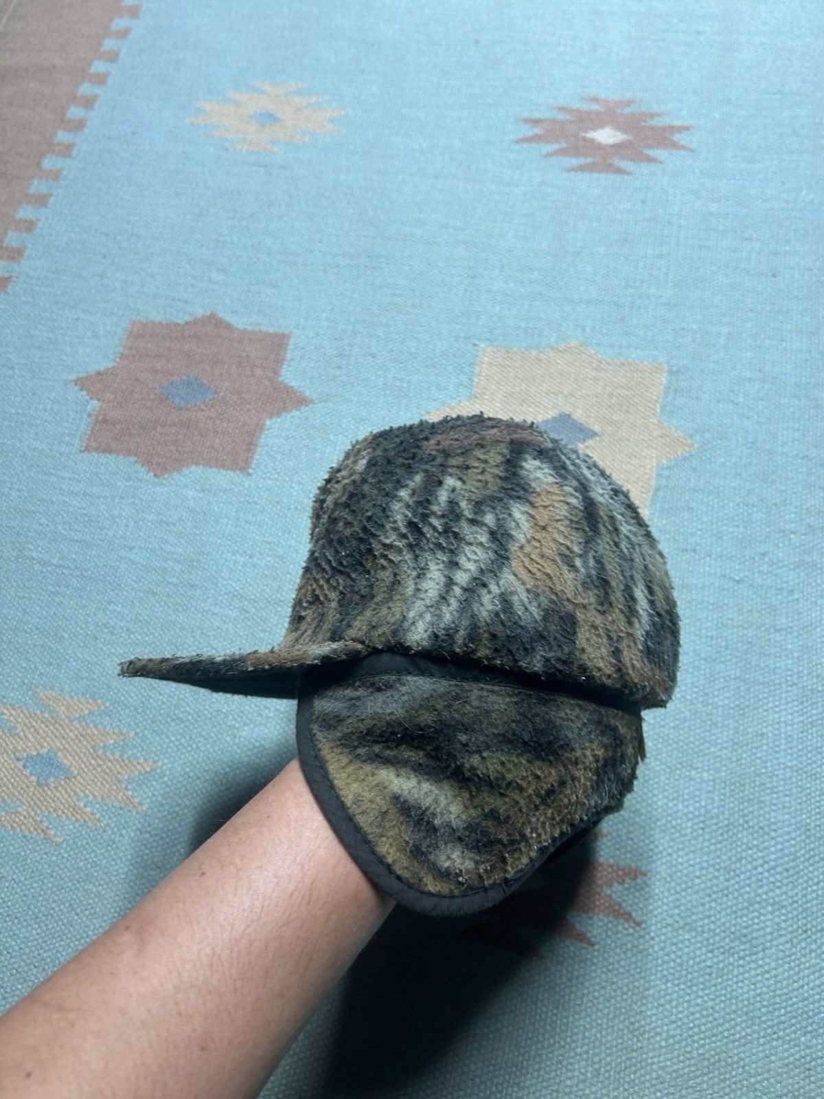 Vintage VTG 80s camo trapper hat flap Trebark camouflage fleece USA Size ONE SIZE - 6 Thumbnail