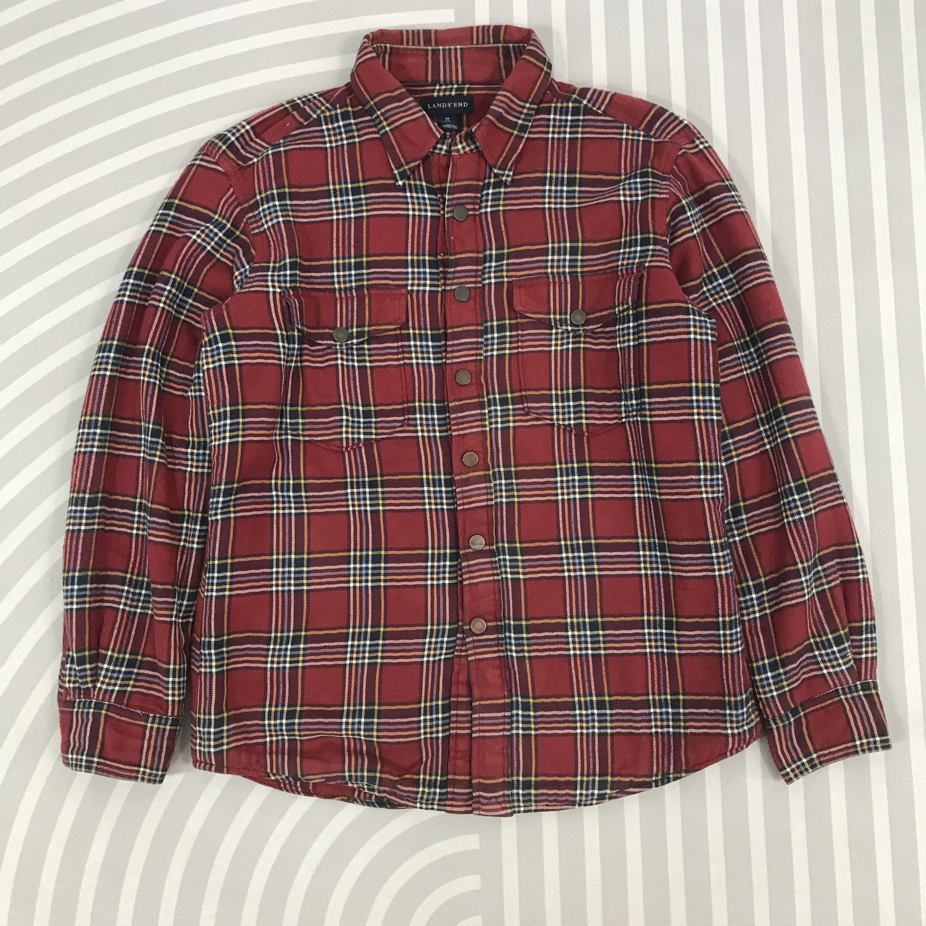 Lands' End × Vintage Vintage Lands end Flannel Snap Button jacket Size US M / EU 48-50 / 2 - 1 Thumbnail