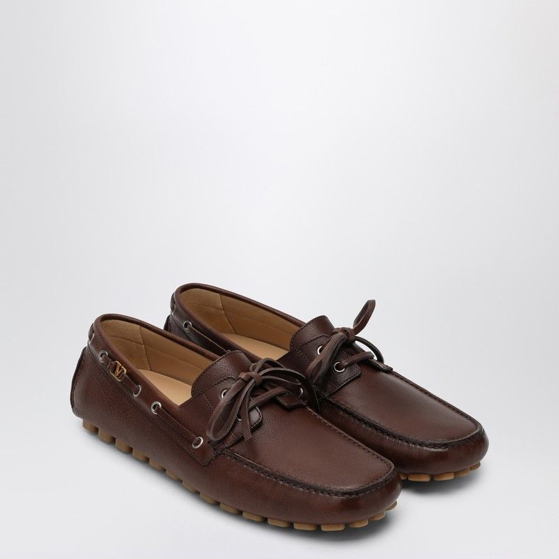 Valentino Garavani Brown Leather Moccasin Driver Fantaway