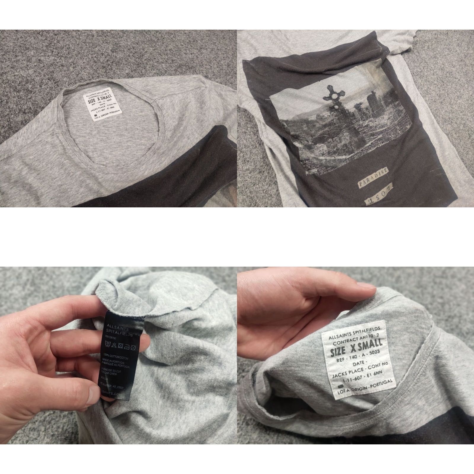 Allsaints Allsaints Spitalfields T-Shirt Gray Logo Art Skull Shirt Mens XS Casual Graphic Print Short Sleeve Crew Neck Size US XS / EU 42 / 0 - 8 Thumbnail