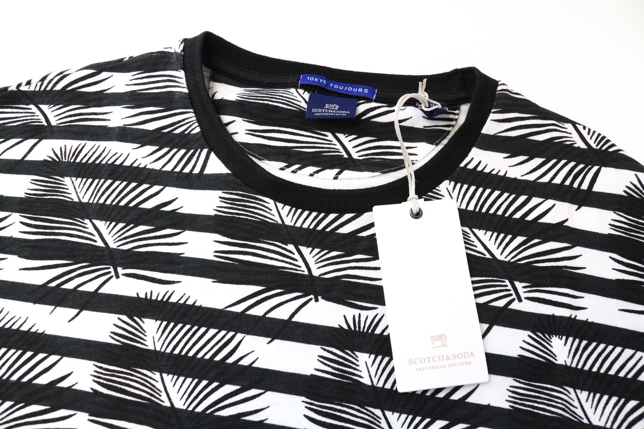 Scotch & Soda AMS COUTURE M Black White Cotton Patterned T-Shirt 75415 Size US M / EU 48-50 / 2 - 3 Thumbnail