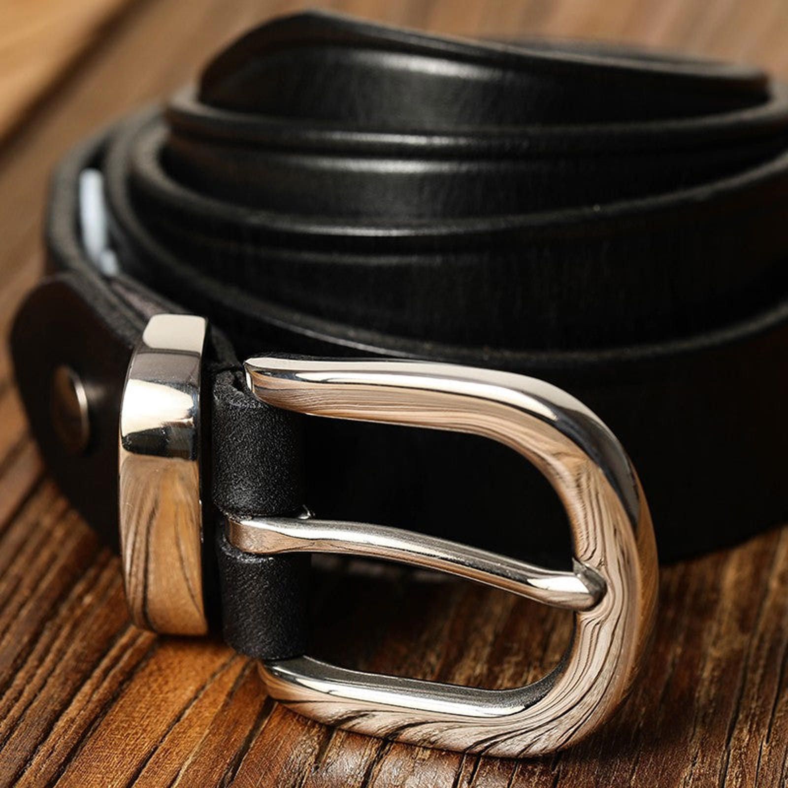 Leather Handmade Italian Leather Belt – Retro Cavalry Buckl Size ONE SIZE - 2 Thumbnail