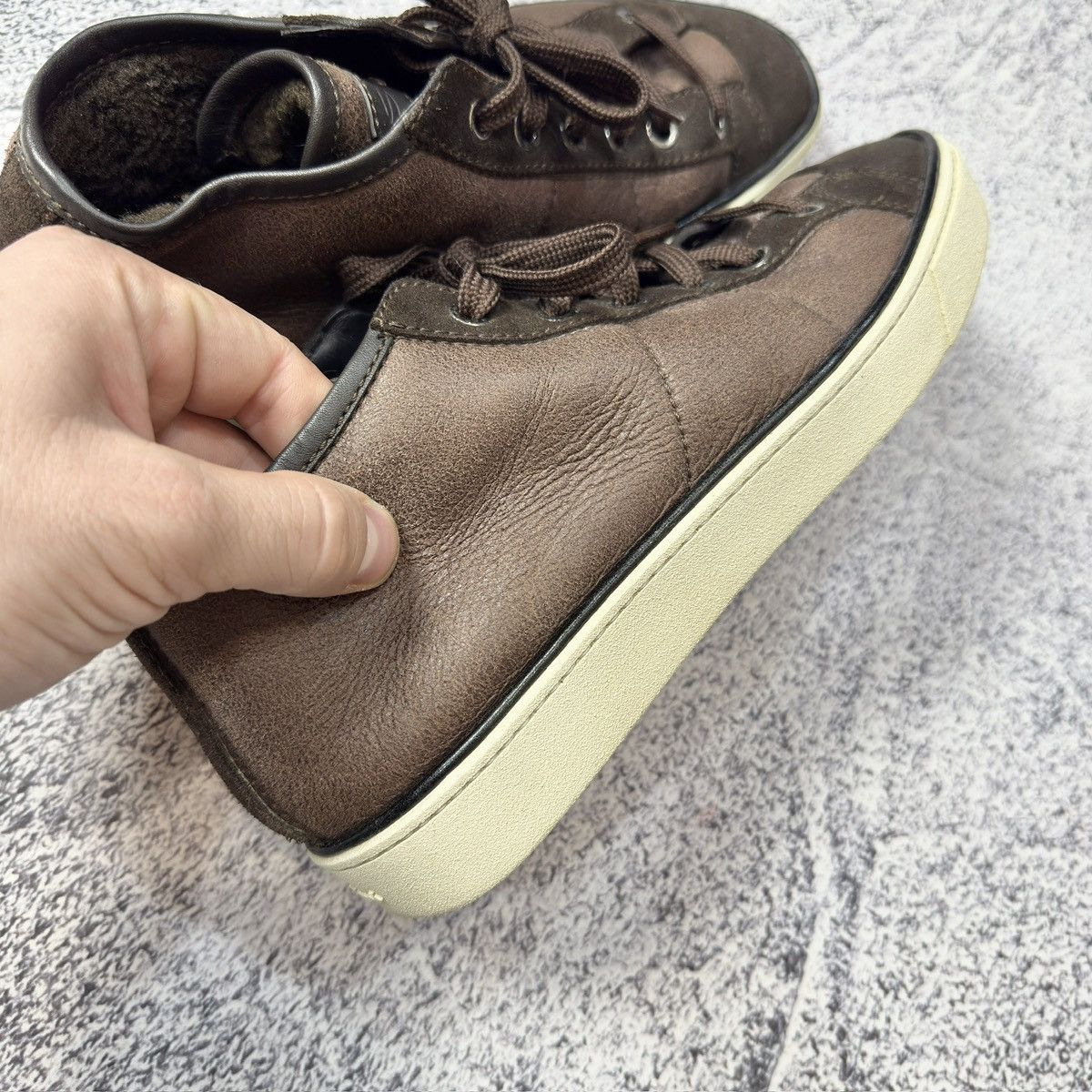 Santoni Santoni Leather Suede Fur High Top Sneakers 38 size 24.5cm Size US 8 / IT 38 - 6 Thumbnail
