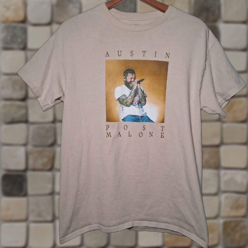 Vintage VINTAGE Posty Co Austin Post Malone Shirt Men L Graphic T Beige Tan Crew Neck Short Sleeve Music 2020s Size US L / EU 52-54 / 3 - 1 Thumbnail