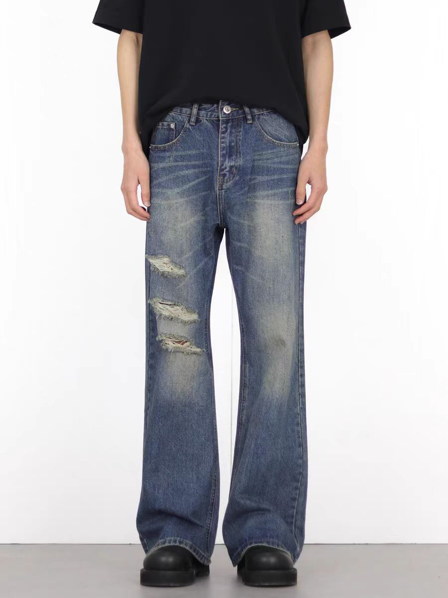 Japanese Brand × Jean Vintage ripped micro flare baggy jeans Size US 30 / EU 46 - 4 Thumbnail