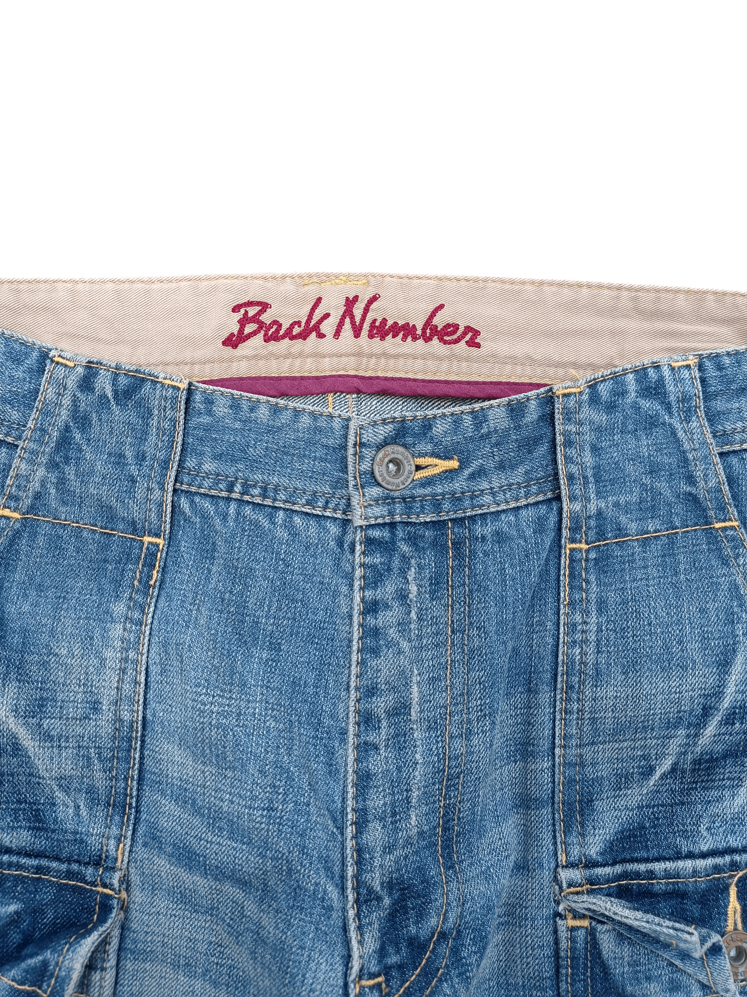 Designer VINTAGE 🔥 Back Number Japan Bush Pant Distressed Denim Size US 33 - 7 Thumbnail