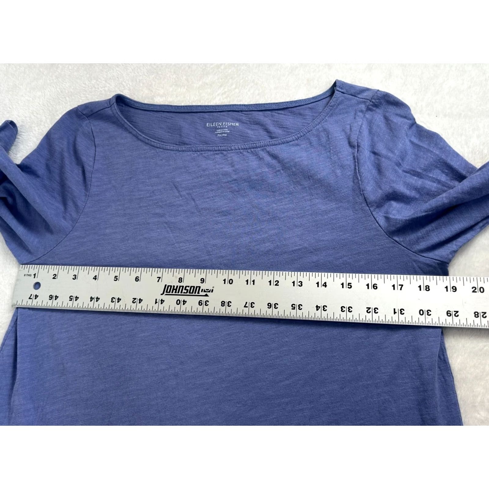 Eileen Fisher Eileen Fisher Womens Petite Medium Boat Neck Long Sleeve Blue High-Low Tunic Top Size M / US 6-8 / IT 42-44 - 5 Thumbnail