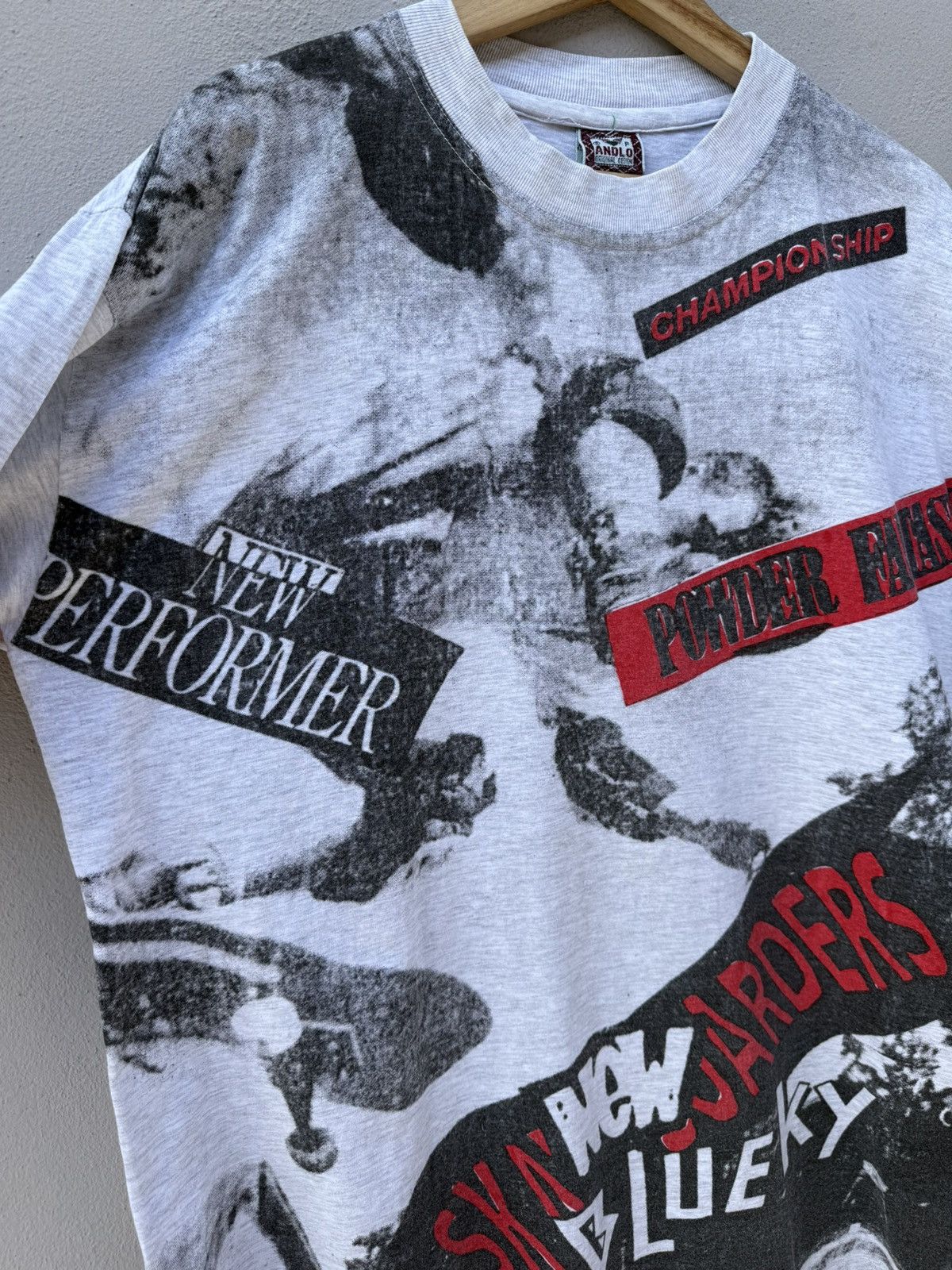 Thrasher 💥Vintage 1990s AOP Skateboards Graphics Thrasher/Powell Tee Size US XL / EU 56 / 4 - 3 Thumbnail
