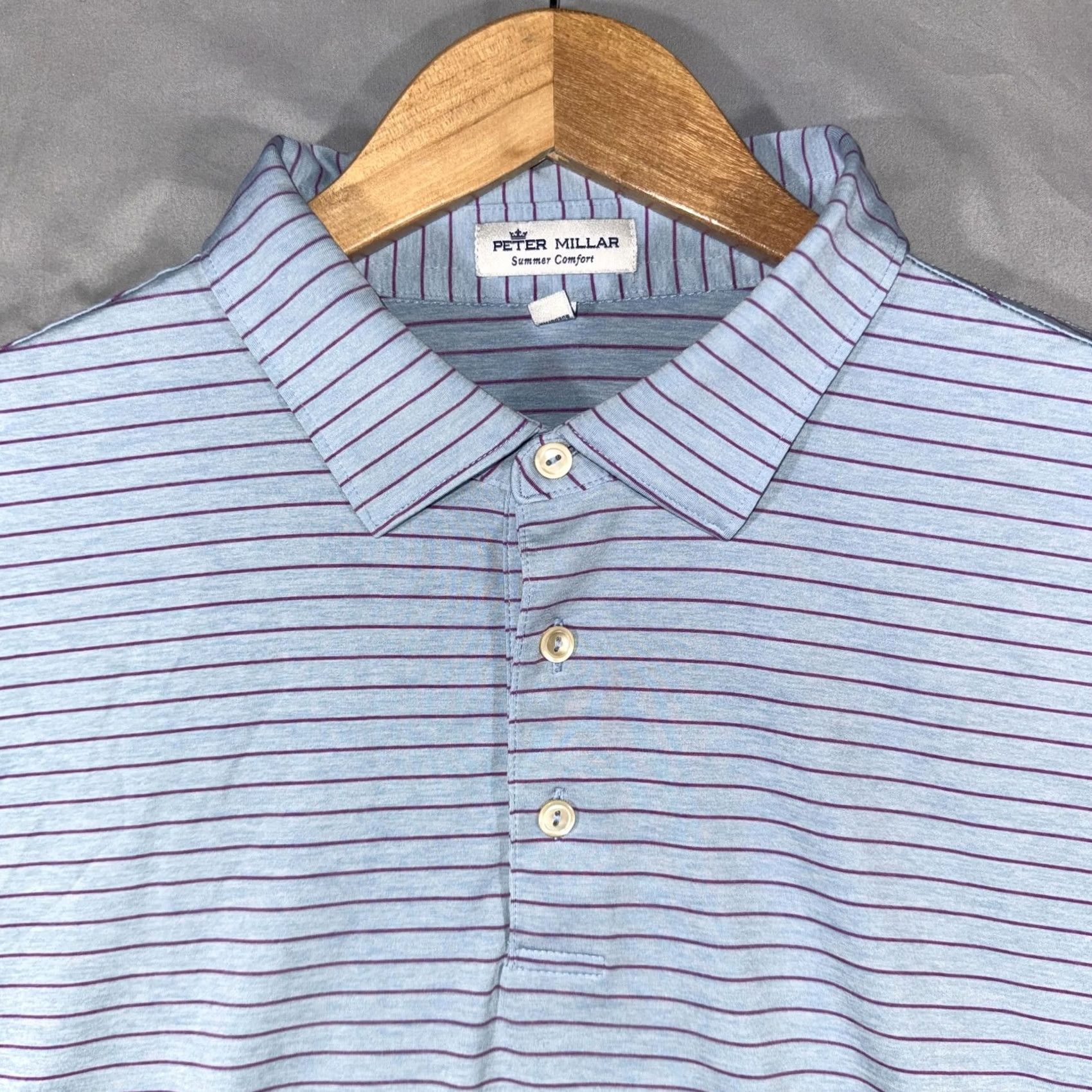 Peter Millar Peter Millar Summer Comfort Shirt Mens XL Light Blue Stripe Golf Stretch Polo Size US XL / EU 56 / 4 - 5 Thumbnail