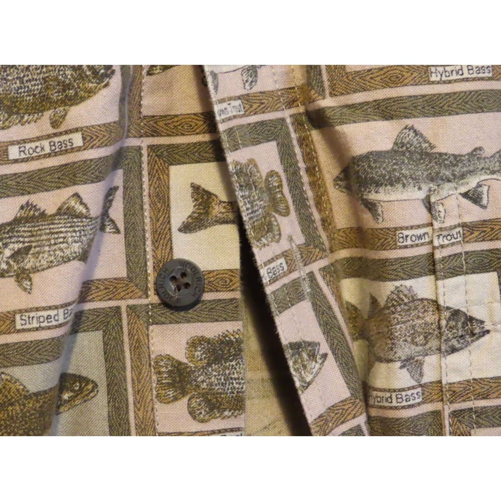 Vintage Woolrich Button-Up Shirt Long Sleeve Beige Graphic Fish Bison Fall Spring Summer Winter Men Size L Regular Modern Vintage: No Size US L / EU 52-54 / 3 - 6 Thumbnail