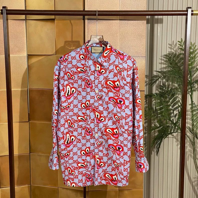 Gucci Gucci 24fw's latest cartoon love old flower full-print shir Size US S / EU 44-46 / 1 - 1 Thumbnail