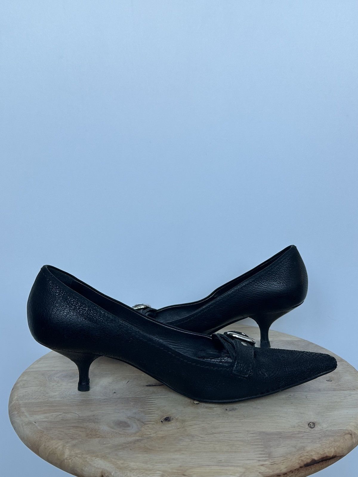 Prada Prada Black Leather Heels Size US 6.5 / IT 36.5 - 8 Thumbnail