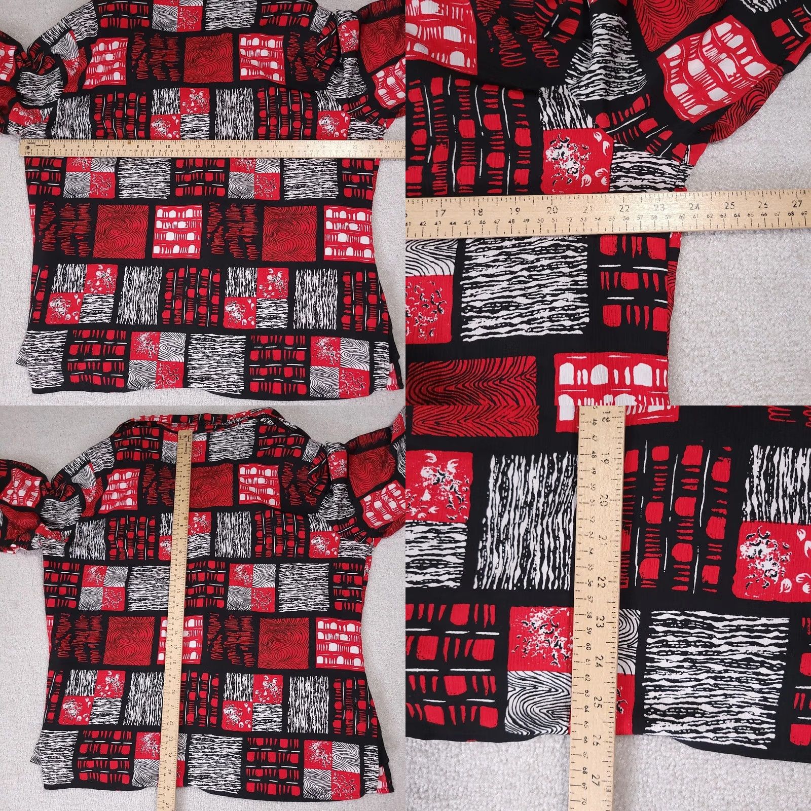 Vintage VINTAGE Notations 3/4 Sleeve Button Up Shirt Women's 1X Plus Size Red Geometric Shirt Womens 1X Red Geometric Button-Up VINTAGE Size XL / US 12-14 / IT 48-50 - 8 Thumbnail