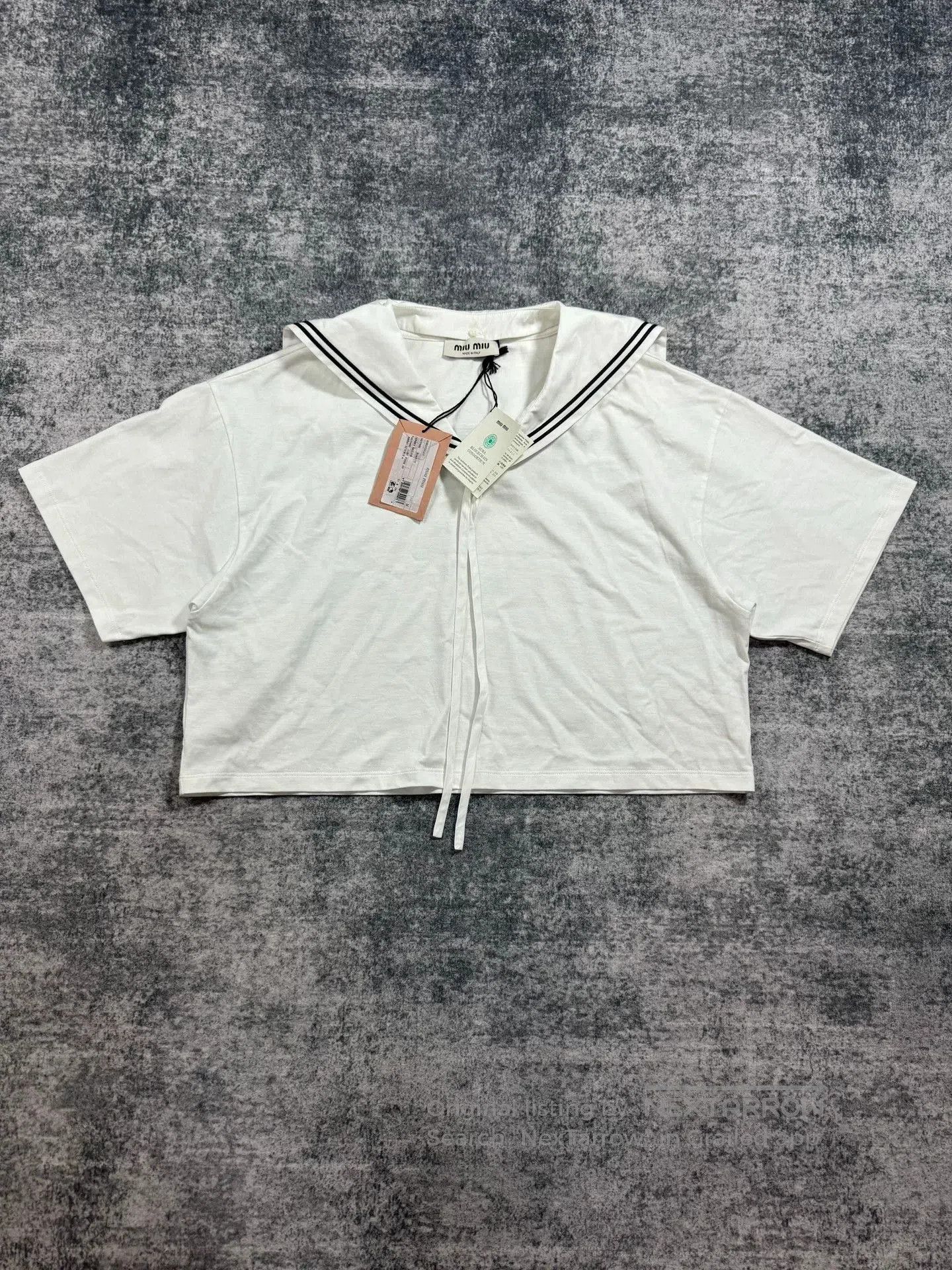 Miu Miu Miu Miu White Sailor Collar Short Sleeve Top. Size M / US 6-8 / IT 42-44 - 1 Thumbnail