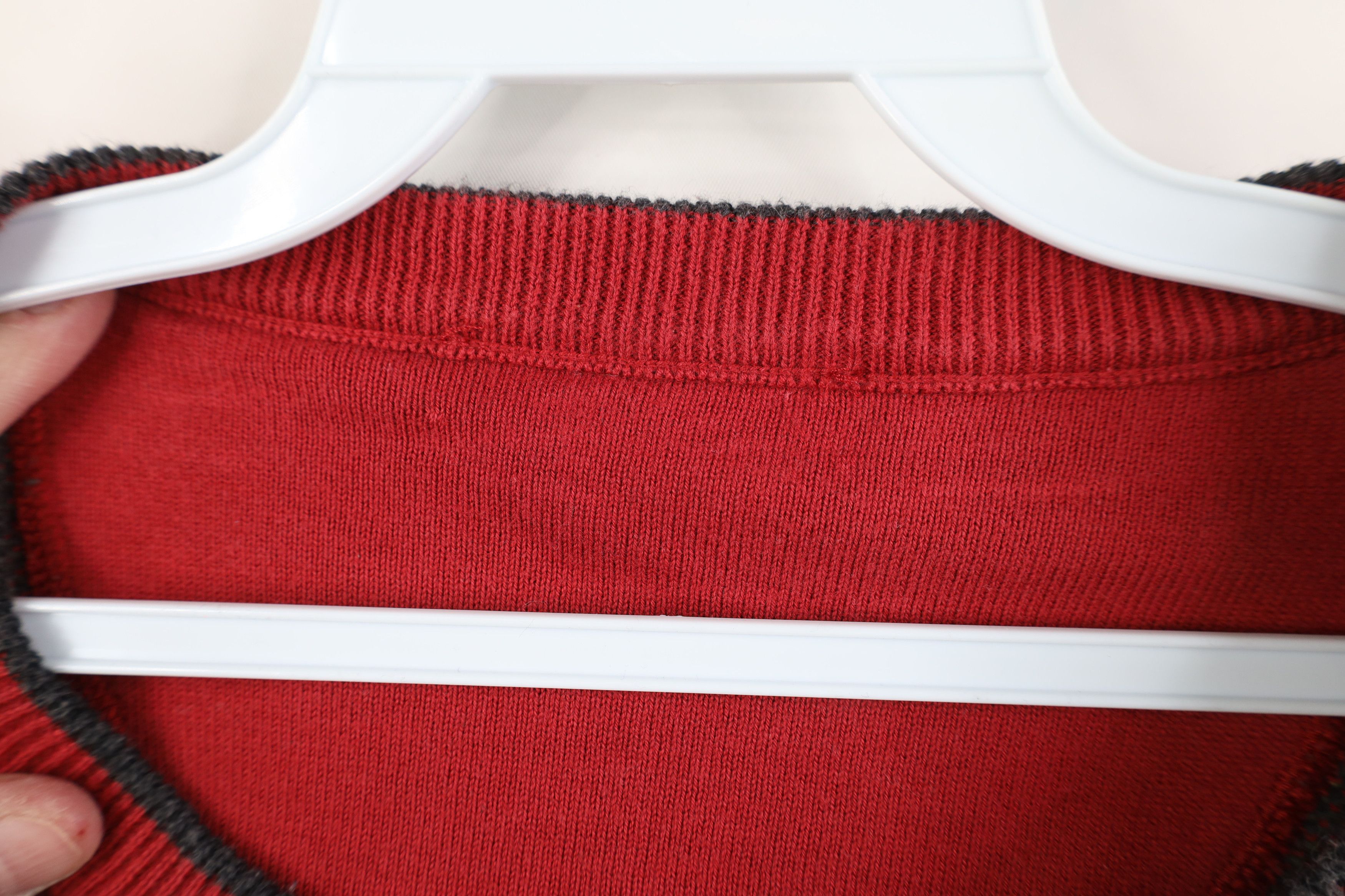 Vintage Vintage 90s Streetwear Faded Knit Crewneck Sweater Red Plaid Size US XL / EU 56 / 4 - 4 Thumbnail