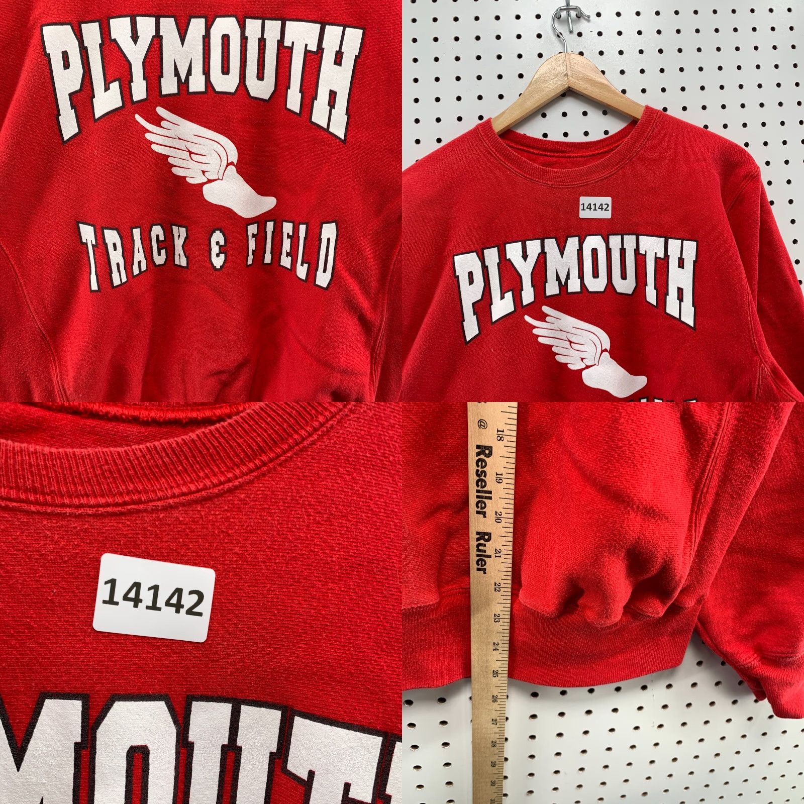 Champion VINTAGE Champion Sweatshirt Men M Crewneck Plymouth Wing Red Reverse Weave Track Size US M / EU 48-50 / 2 - 9 Thumbnail