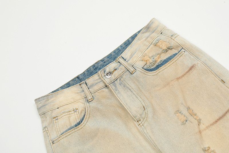 Jean American retro washed distressed straight leg jeans for men Size US 32 / EU 48 - 3 Thumbnail